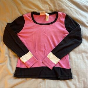 Y2K Liz Claiborne Petite Pink and Black Long Sleeve Top